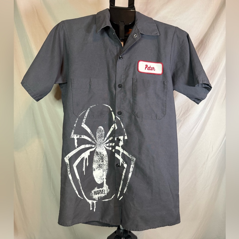 SpiderMan Custom Red Kap “Peter” Graphic Work‎ Shirt 🕷️